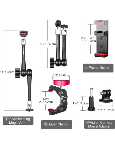 Brazo Mágico Articulado 28cm MINIFOCUS con Super Abrazadera