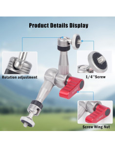 Soporte de Cabeza de Bola Ajustable CameTV 17.78 cm para DSLR y GoPro 2