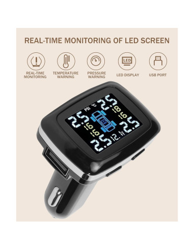 Sistema de Monitoreo de Presión de Neumáticos bylikeho 4 Sensores