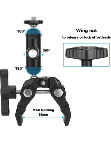 Soporte para Cámara de Acción CAMVATE con Abrazadera y Brazo Mágico