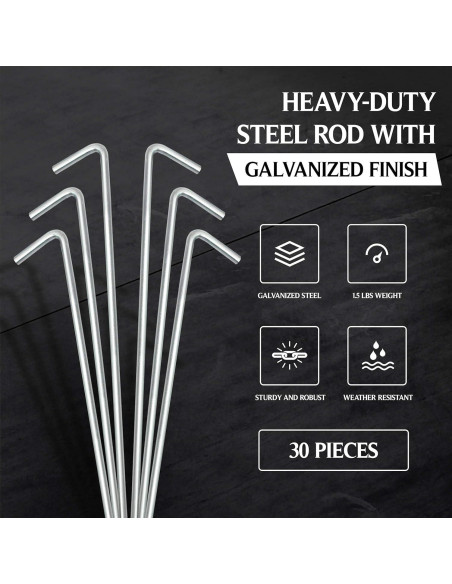 Estacas de Acampada Ram-Pro 40 Piezas Acero Galvanizado