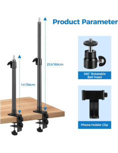 Soporte de Montaje de Escritorio Aqirui con Cabeza de Bola 35.6-60 cm 2