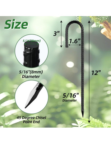 Estacas de Rebar Besitu 30,48 cm Paquete de 16 Estacas de Metal