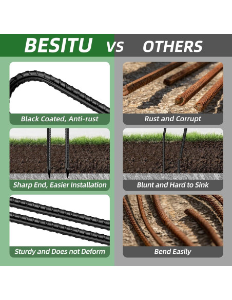 Estacas de Rebar Besitu 30,48 cm Paquete de 16 Estacas de Metal
