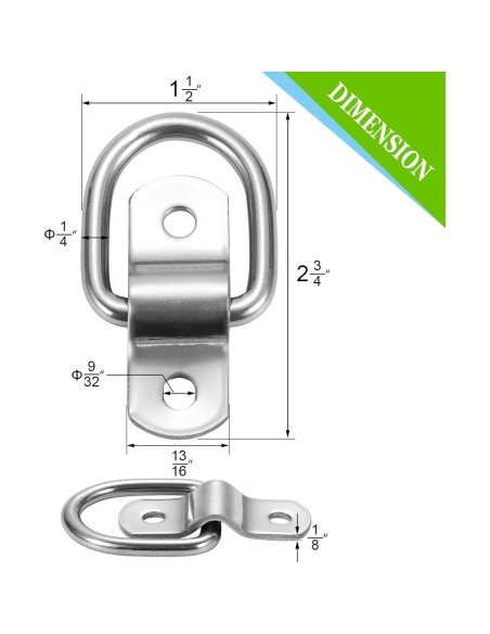 Anclajes de Amarre D-Ring CZC AUTO 12 Unidades Acero Inoxidable
