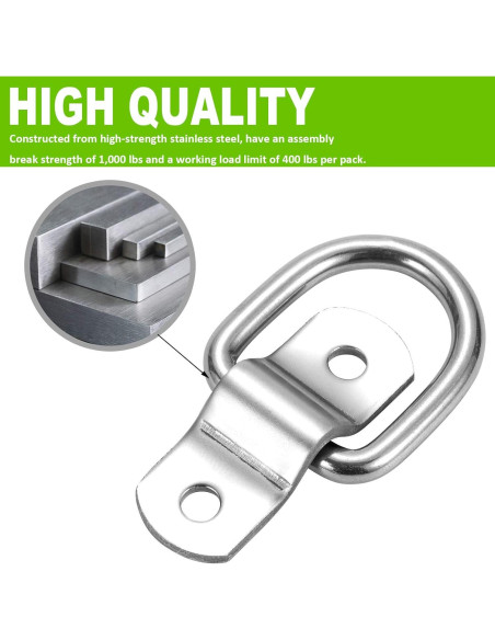 Anclajes de Amarre D-Ring CZC AUTO 12 Unidades Acero Inoxidable