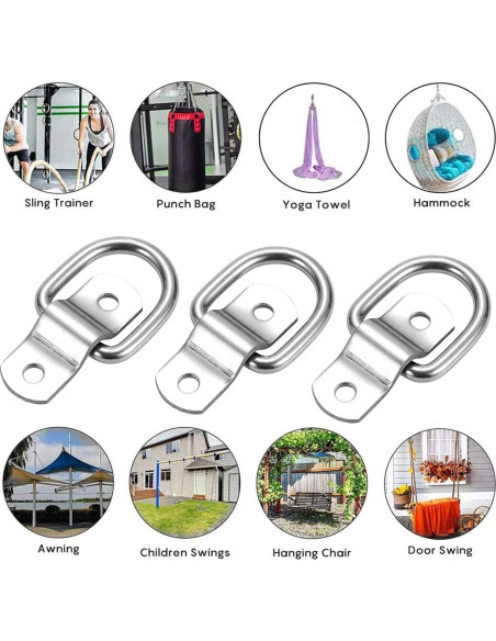 Anclajes de Amarre D-Ring CZC AUTO 12 Unidades Acero Inoxidable