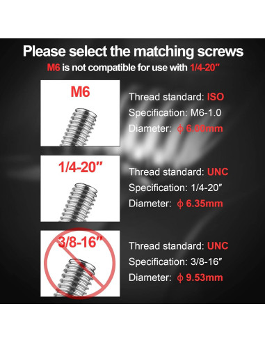 Adaptador de bola MINIFOCUS 1" con tornillos M6 y 1/4"-20
