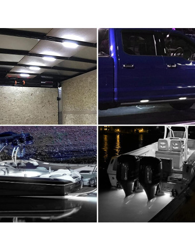 Partsam Luz LED 4pcs 20cm Blanca para Barcos y Vehículos