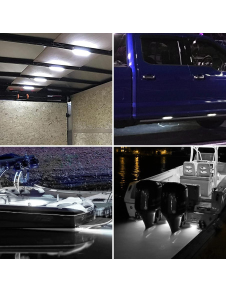 Partsam Luz LED 4pcs 20cm Blanca para Barcos y Vehículos
