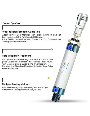 Cilindro de Aire TAILONZ 25mm Diámetro 125mm Carrera Doble