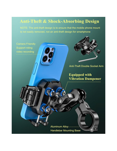 Soporte para Teléfono de Motocicleta BRCOVAN con Amortiguador