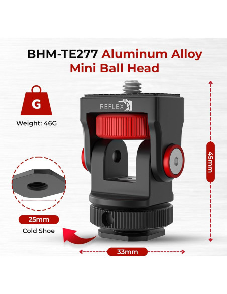 Cabezal de Bola Mini Reflex Camera TE277 Aluminio 360