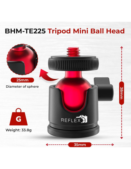 Cabezal de Bola Mini Reflex Camera Aluminio 360 2kg