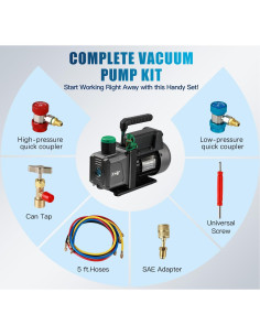 Bomba de Vacío PB Motor Tech 1/3HP 4.5CFM con Manómetro 2