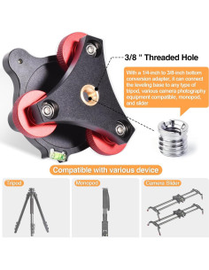 Base de Nivelación de Trípode YQLBGRJ, Aluminio Aeroespacial, 3 Ejes 2