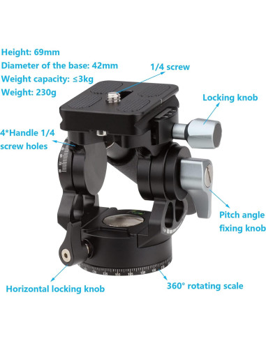 Cabezal de Trípode Fluido LEFTFOTO 230g Panorámico 360