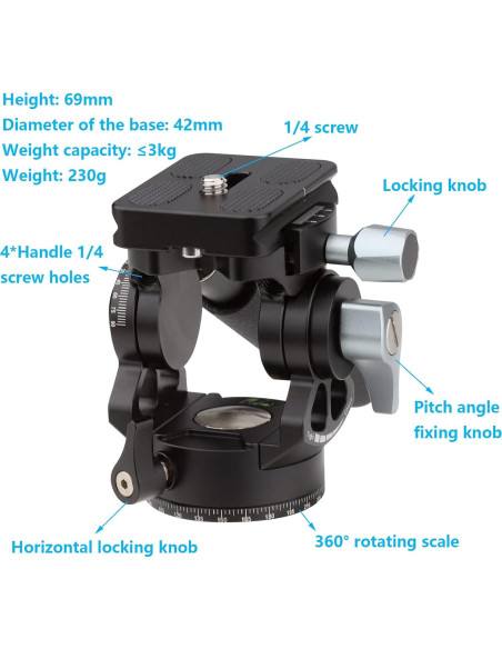 Cabezal de Trípode Fluido LEFTFOTO 230g Panorámico 360
