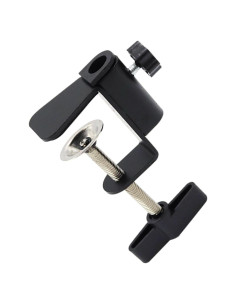 Soporte de Abrazadera C Universal para Micrófono y Lámpara - Aluminio Negro