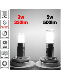 Paquete de 10 bombillas LED BA15S 6000K Ziomitus para auto 2