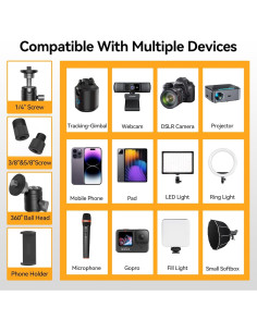 Soporte de mesa para cámara Takerers 79 cm con cabezal 360 2