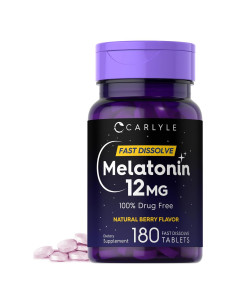 Melatonina 12 mg Carlyle 180 Tabletas Disolución Rápida Sabor Baya