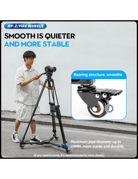 Carro Dolly de Trípode Fotopro DP-2 con Ruedas y Patas Ajustables
