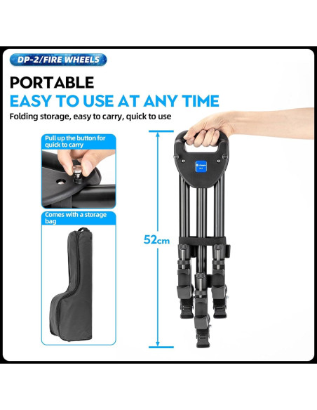 Carro Dolly de Trípode Fotopro DP-2 con Ruedas y Patas Ajustables
