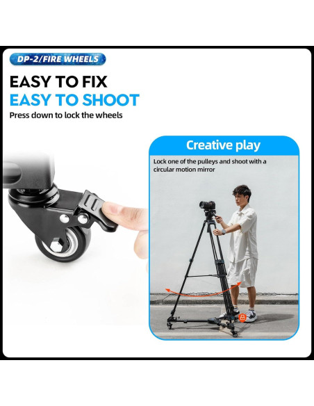 Carro Dolly de Trípode Fotopro DP-2 con Ruedas y Patas Ajustables