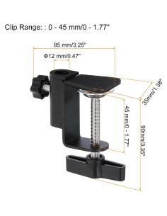 Abrazadera de Escritorio PATIKIL 2 Pcs Ajustable Negro 2