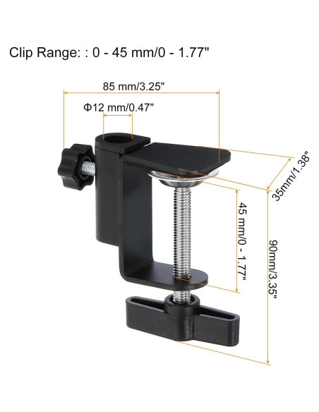 Abrazadera de Escritorio PATIKIL 2 Pcs Ajustable Negro