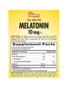 Gomitas de Melatonina Sundance 10mg 60 Unidades Sabor Bayas 2