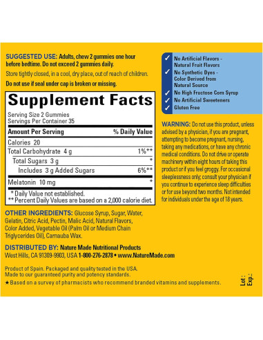 Gominolas de Melatonina 10mg Nature Made - 70 Unidades