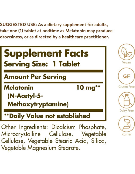 Solgar Melatonina 10mg Tabletas Veganas 60 Porciones