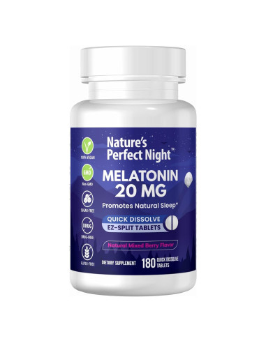 Melatonina 20mg Noche Perfecta de la Naturaleza 180 Tabletas