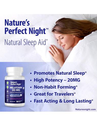 Melatonina 20mg Noche Perfecta de la Naturaleza 180 Tabletas
