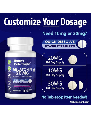 Melatonina 20mg Noche Perfecta de la Naturaleza 180 Tabletas