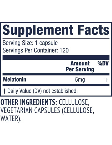 Melatonina Vimergy 5mg - Suplemento Vegano para Dormir 120 Cápsulas