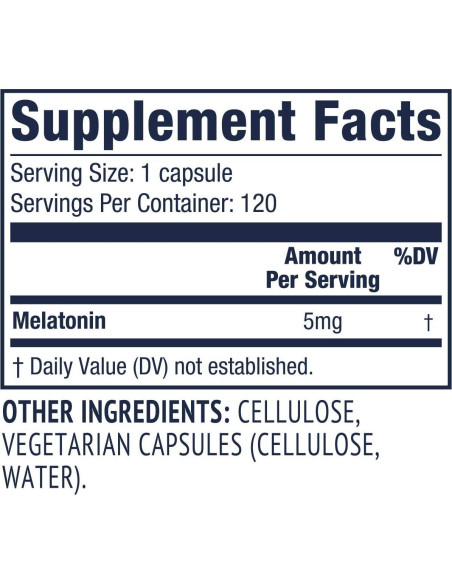 Melatonina Vimergy 5mg - Suplemento Vegano para Dormir 120 Cápsulas