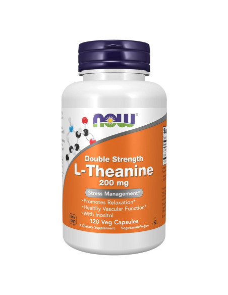 NOW Foods L-Theanine 200 mg con Inositol 120 Cápsulas Veganas
