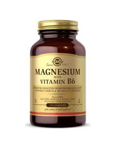 Suplemento de Magnesio con Vitamina B6 Solgar 250 Tabletas - Salud Huesos y Energía