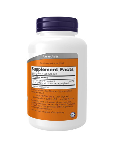 Suplemento 5-HTP NOW Foods 50 mg 180 Cápsulas Veganas