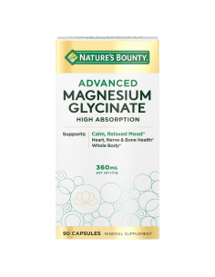 Suplemento de Magnesio Glicinato Nature's Bounty 360 mg 90 Cápsulas
