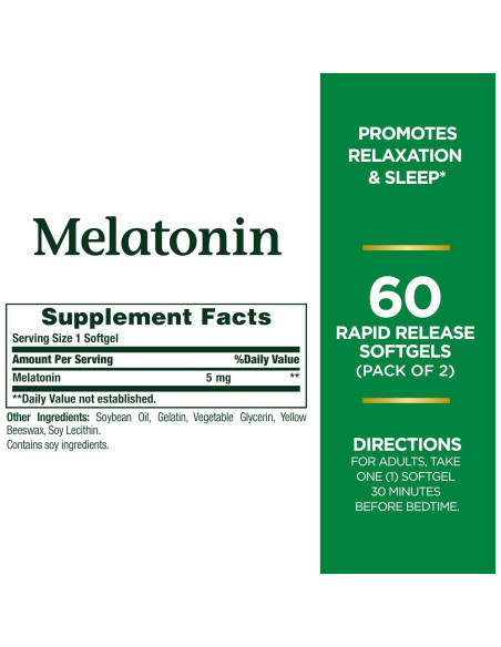 Suplemento de Melatonina 5mg Nature's Bounty 120 Cápsulas Suplemento de Melatonina 5mg Nature's Bounty 120 Cápsulas