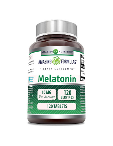 Suplemento de Melatonina 10 Mg Fórmulas Asombrosas 120 Tabletas