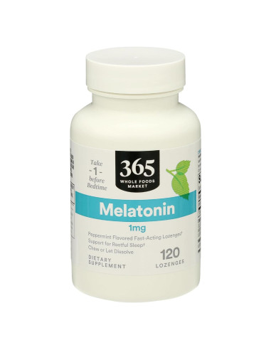 Pastillas de Melatonina 1mg 365 Whole Foods 120 Unidades Menta