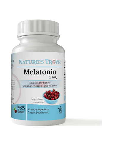 Melatonina 1mg Nature's Trove - 365 Tabletas Masticables Cereza