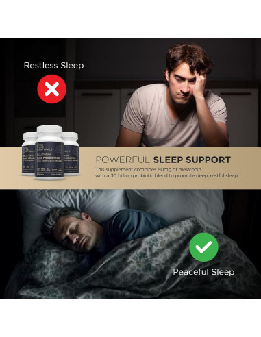 Melatonina 50mg + Probioticos 30 Bill CFU - Suplemento Nocturno