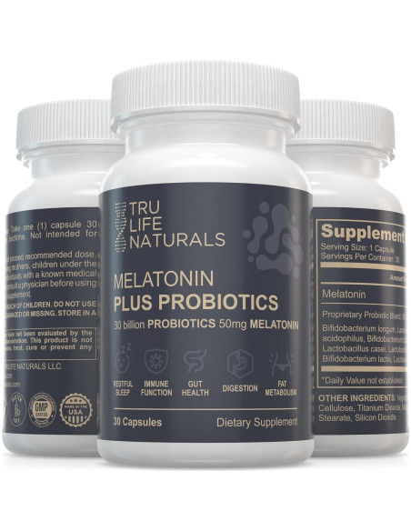 Melatonina 50mg + Probioticos 30 Bill CFU - Suplemento Nocturno