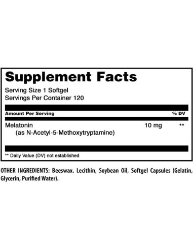 Suplemento de Melatonina Fórmulas Asombrosas 10 Mg 120 Gelatinas